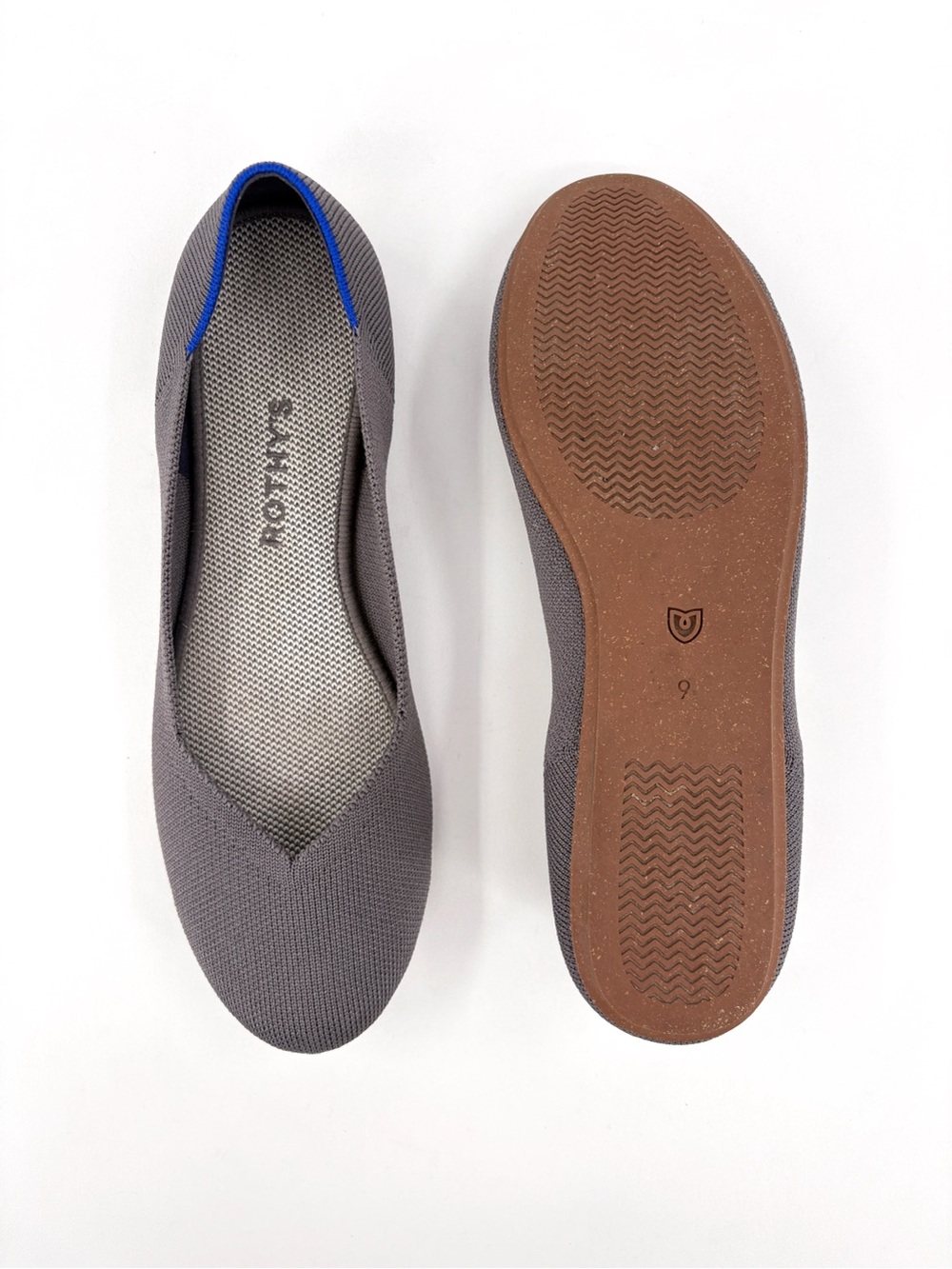 ROTHY'S The Flat Round-Toe Slip-On Knit Ballet Flats in Pebble Grey 9 - Picture 13 of 13